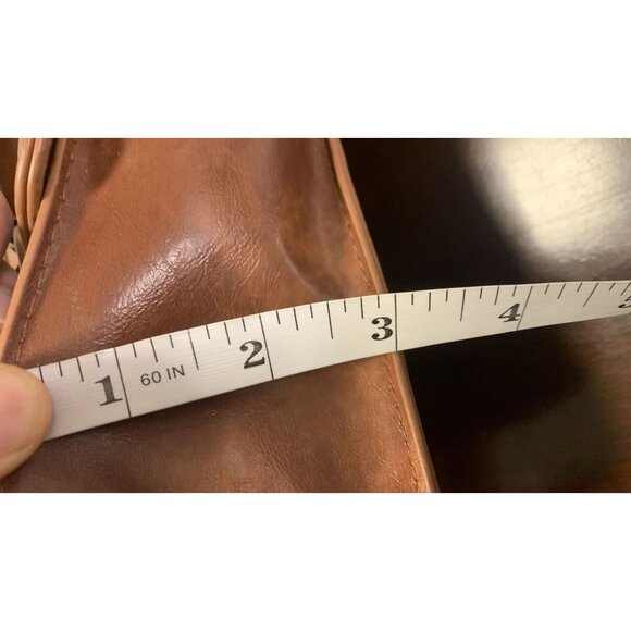 Ecosusi Brown Leather Crossbody Messenger Bag Adjustable Strap - Picture 7 of 9